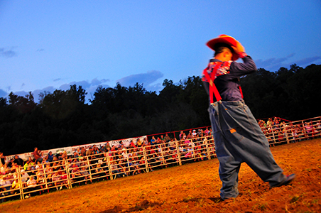 A rodeo clown gets ready to perform at the Red Gate Rodeo in Maynardville TN